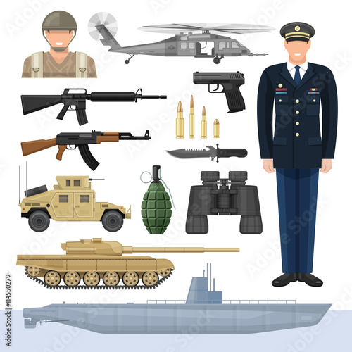 Flat Army Icon Set