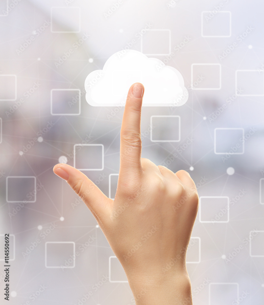 Cloud virtual screen. Cloud storage concept Cloud virtual screen. Cloud storage concept