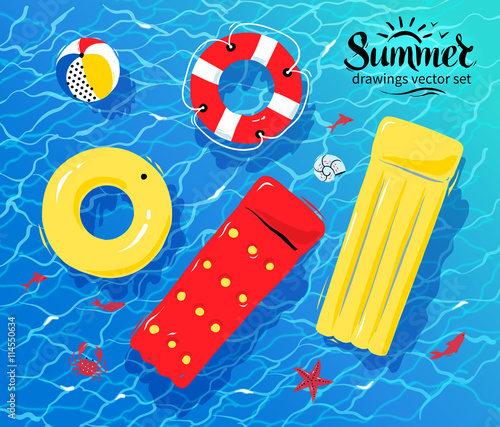 Pool inflatable toys on water
