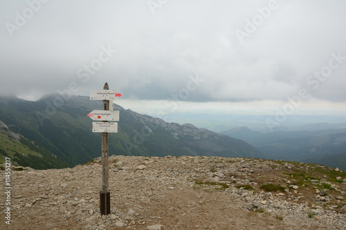 Trail direction signs on Kondracka Kopa pass.