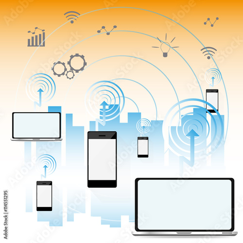 Smart city concept ,Modern city design with future technology fo