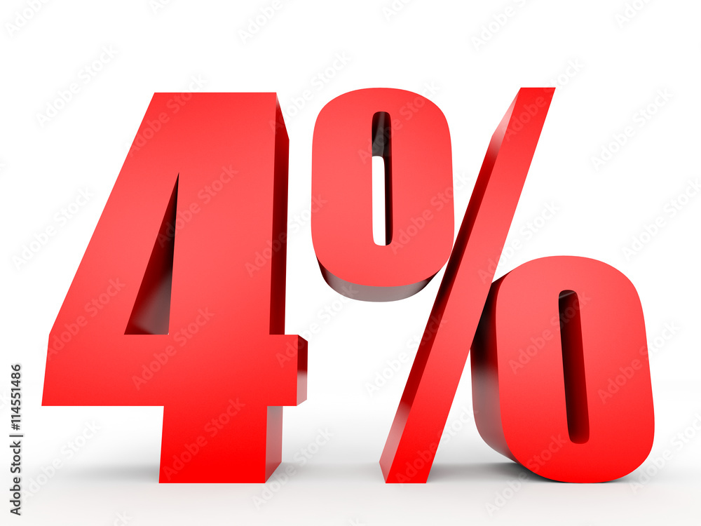 Discount 4 percent off. 3D illustration. Discount 4 percent off. 3D illustration.