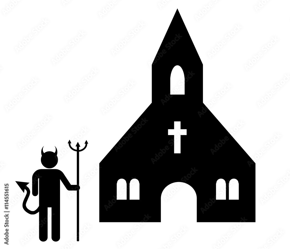 Diable devant une chapelle