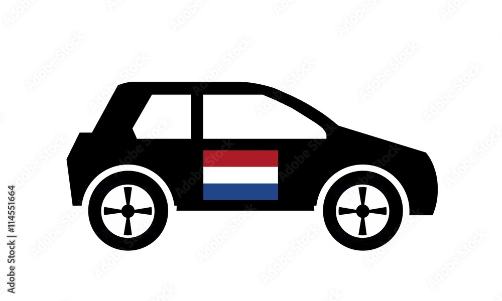 Drapeau des Pays-Bas sur une voiture