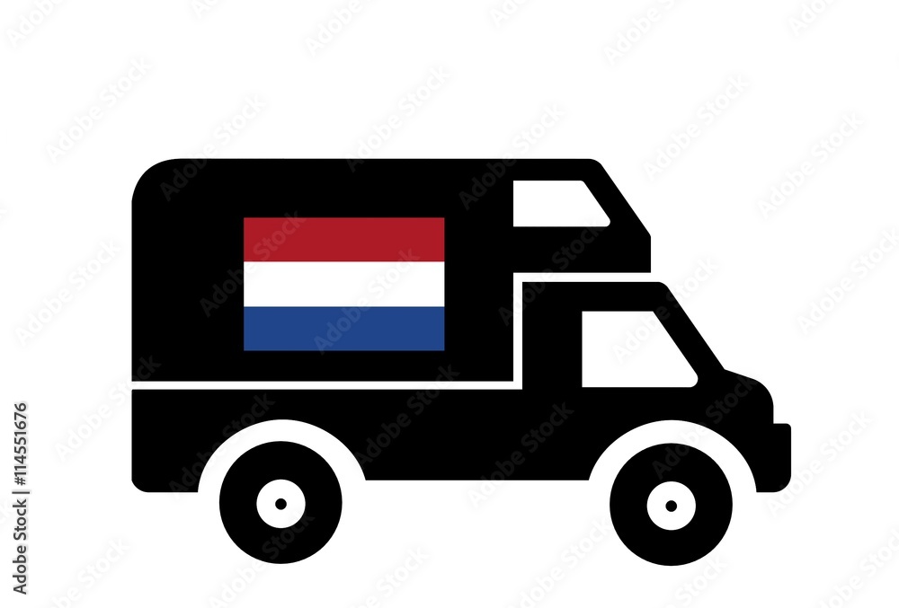 Drapeau des Pays-Bas sur un camping-car