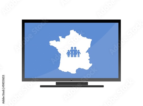 Famille française dans un écran de télévision