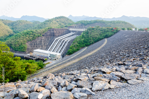 Hydroelectric power stations at Khuean Sinakharin Dam in Kanchanaburi Province, Thailand photo