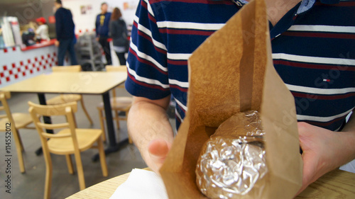 VANCOUVER - SEPTEMBER 2014: Burger at Five Guys Burgers and Fries restaurant