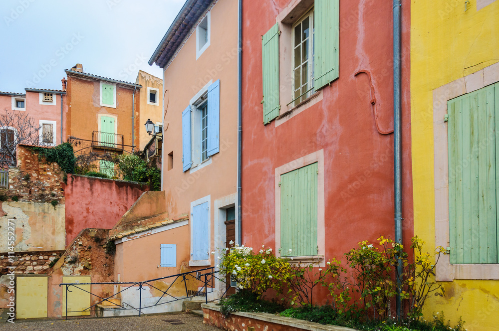 Colorful houses in Roussillon, Provence, France