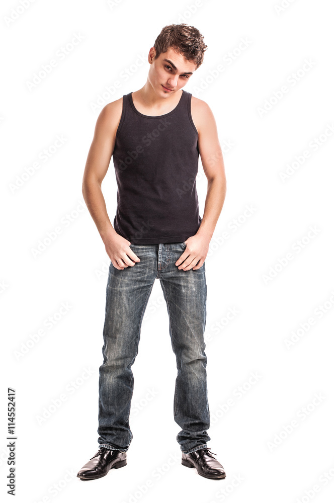 portrait of happy handsome young man isolated on white backgroun portrait of happy handsome young man isolated on white backgroun