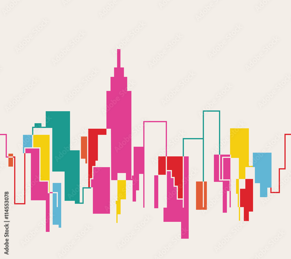 Silhouette of the cityscape vector illustration background. artificial art