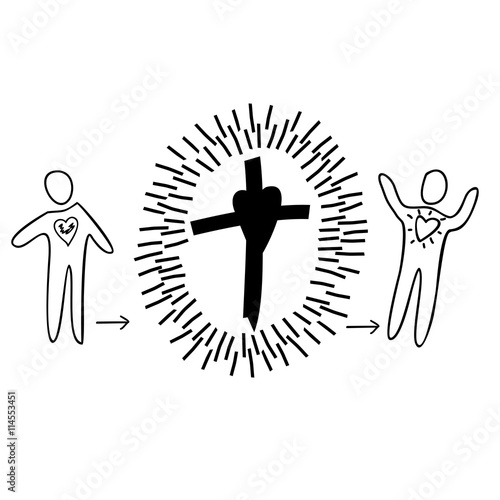 man comes to the cross and goes out a new man purified