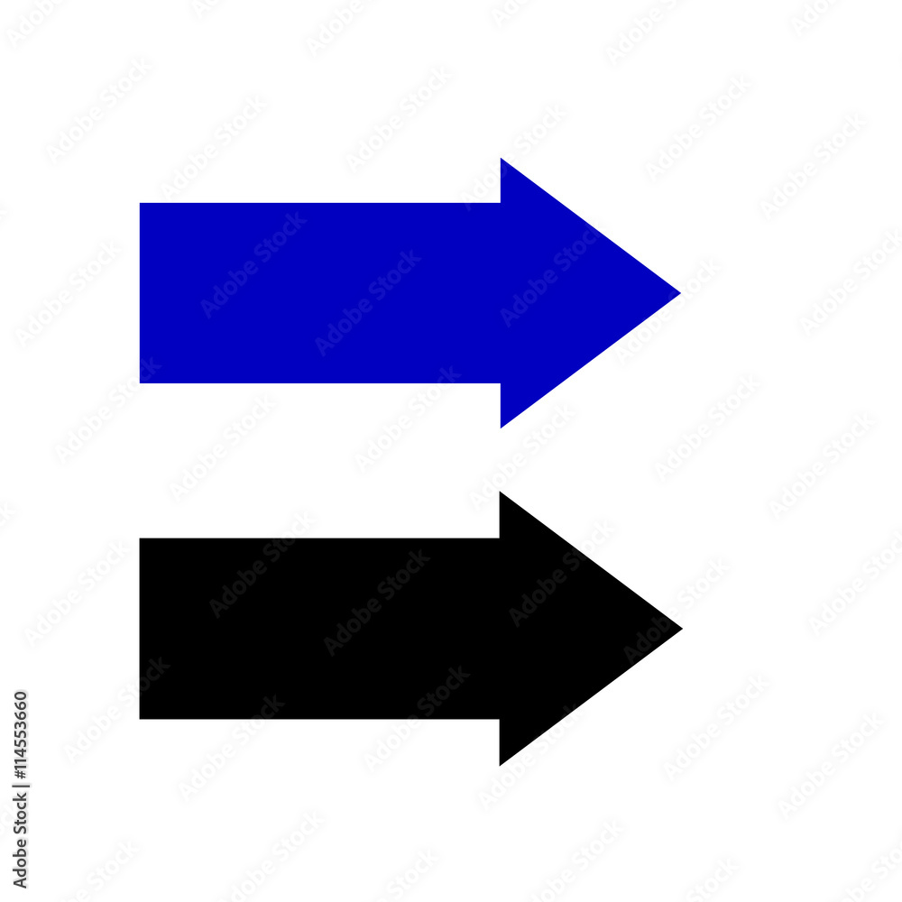Arrow sign blue and black icon isolated on white background. Arrow sign blue and black icon isolated on white background.