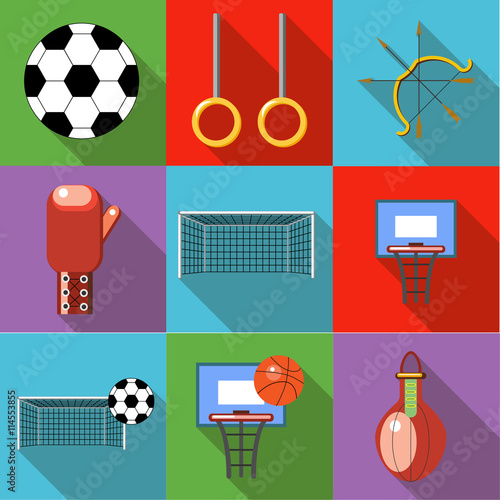 Set of sport icons with long