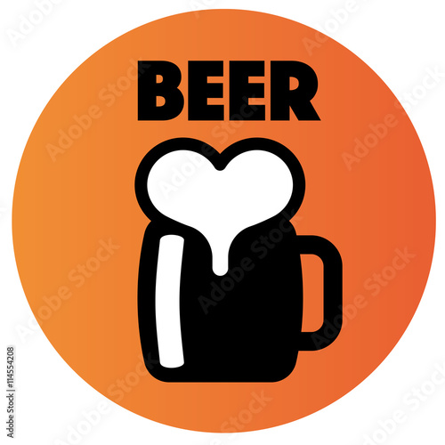 Icon Bierkrug mit Schaum in Herzform mit Schrift Beer