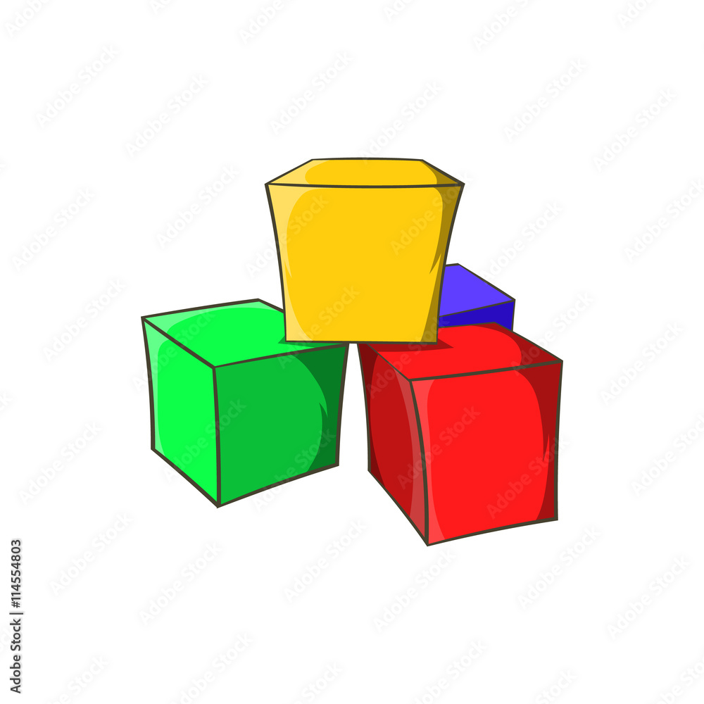 Fototapeta premium Baby cubes icon, cartoon style