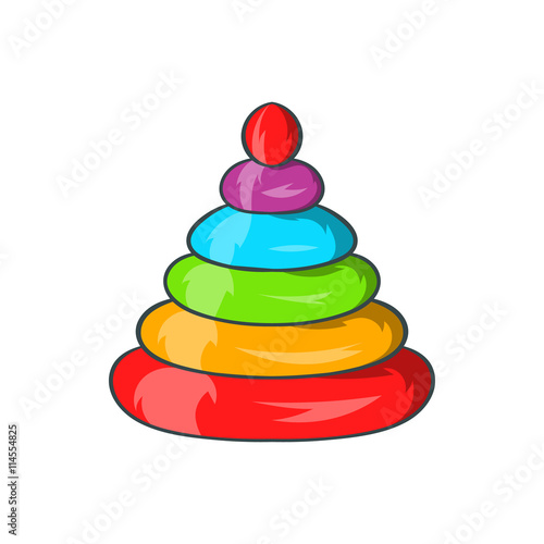 Toy pyramid icon, cartoon style
