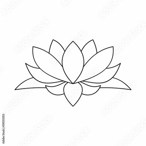 Lotus flower icon, outline style