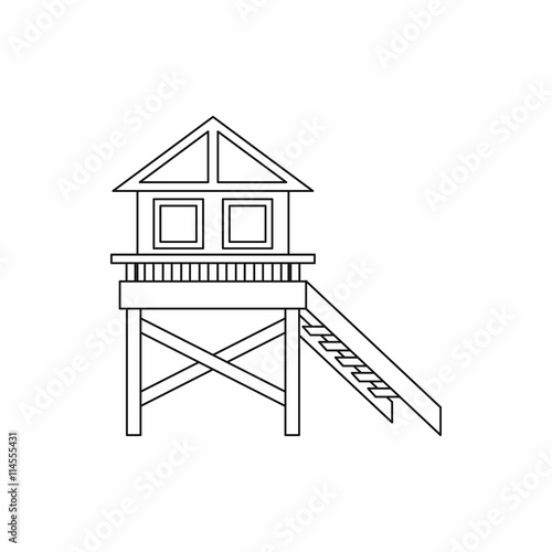 Wooden stilt house icon, outline style