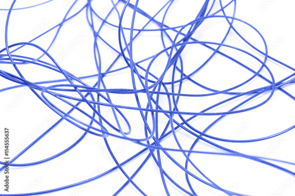 blue cable on a white background blue cable on a white background