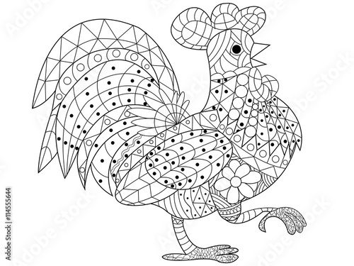 Cock coloring book vector for adults