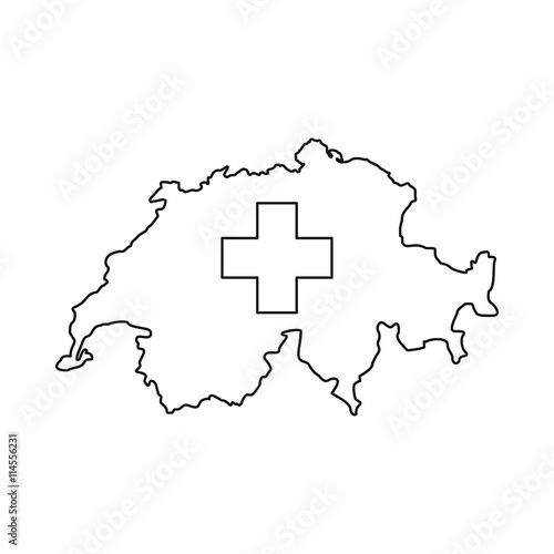 Switzerland map icon, outline style