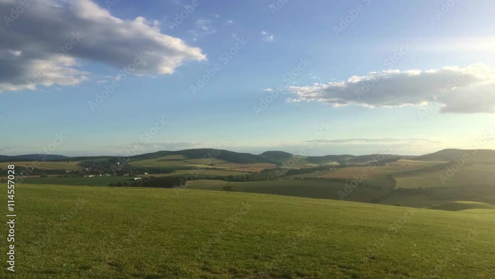 Time-lapse landscape - Amazing view from golf course to the valley Time-lapse landscape - Amazing view from golf course to the valley