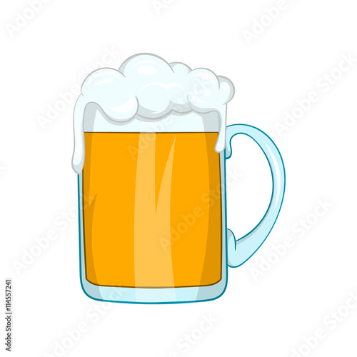 Mug of beer icon in cartoon style