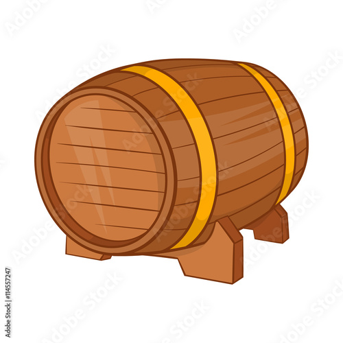 Wooden barrel of beer icon, cartoon style
