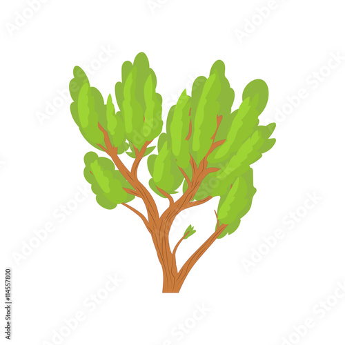 Green tree icon, cartoon style