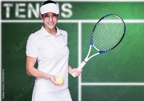 Composite image of female athlete playing tennis © vectorfusionart