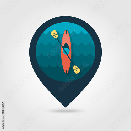 Kayak pin map icon. Canoe vector. Summer. Vacation