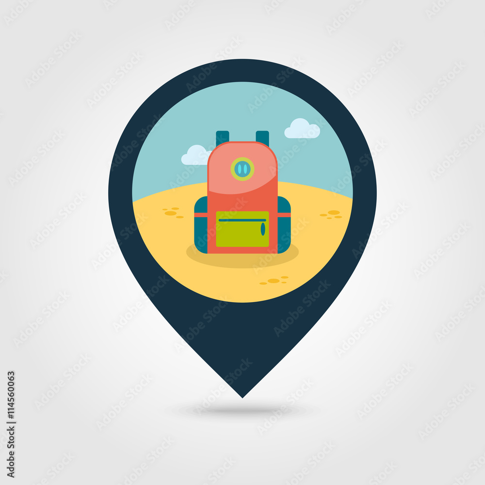 Backpack pin map icon. Travel. Summer. Vacation Backpack pin map icon. Travel. Summer. Vacation