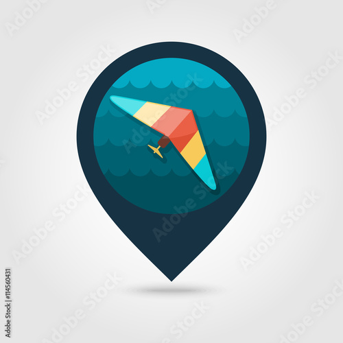 Hang Glider pin map icon. Summer. Vacation