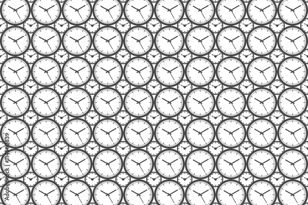 Fototapeta premium Clock Pattern Background - Outline Vector Illustration. Time theme. Simplified Lines Design.