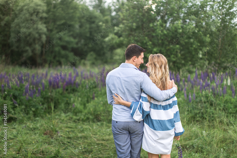 Fototapeta premium loving couple embracing each other in nature