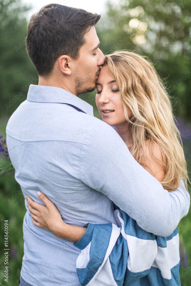 loving couple embracing each other in nature loving couple embracing each other in nature