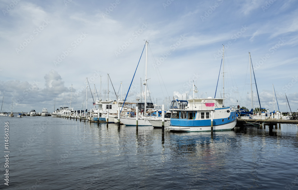 Yachts moored at marina near Fort Myers. Florida.