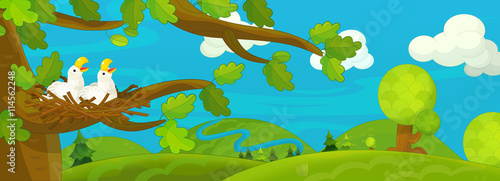 Cartoon scene with eagles - background for different usage - illustration for children © agaes8080