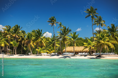 Fototapeta Naklejka Na Ścianę i Meble -  Tropical island in Carribean sea, beautiful panoramic view