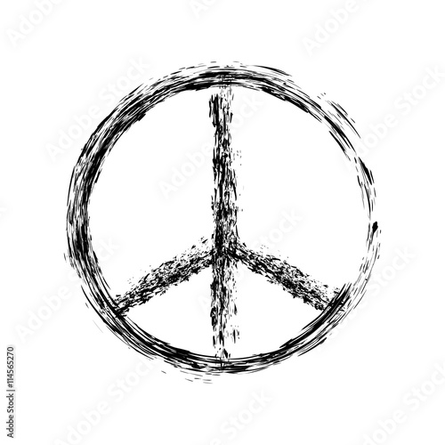 Isolated sign pacifism. Cross world. Image intermittent brush. Grunge. Abstract.