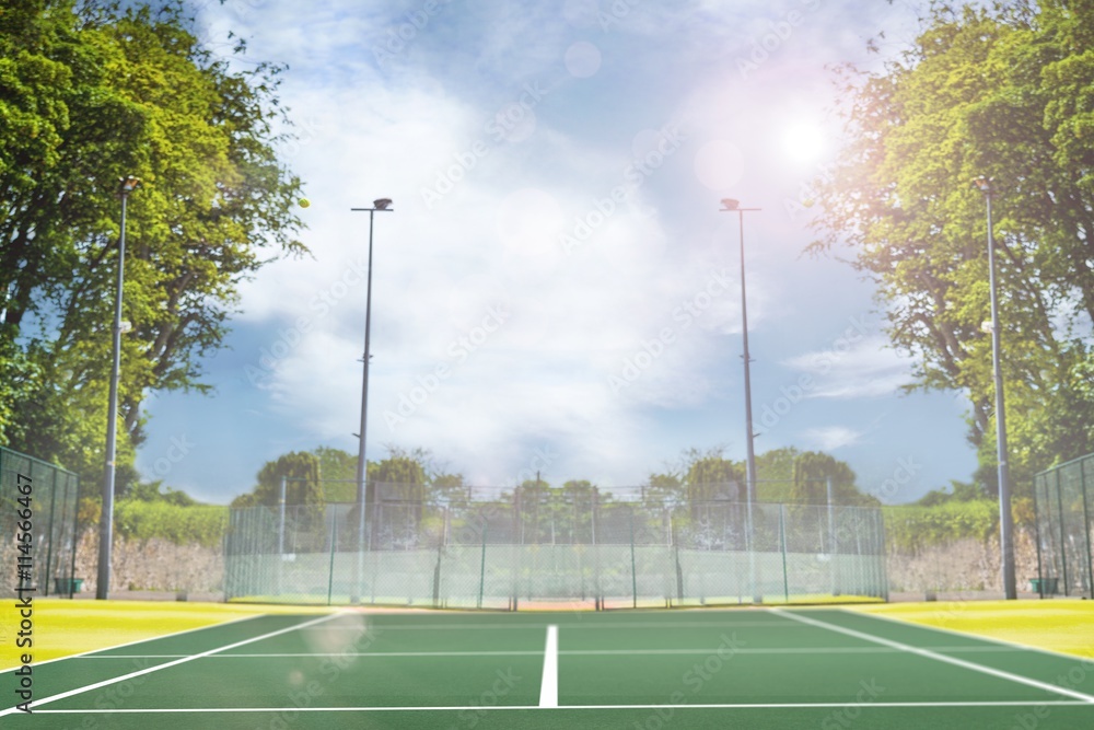 Composite image of focus of tennis field 