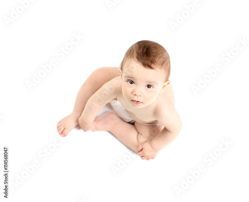 Cute baby boy, isolated on ...