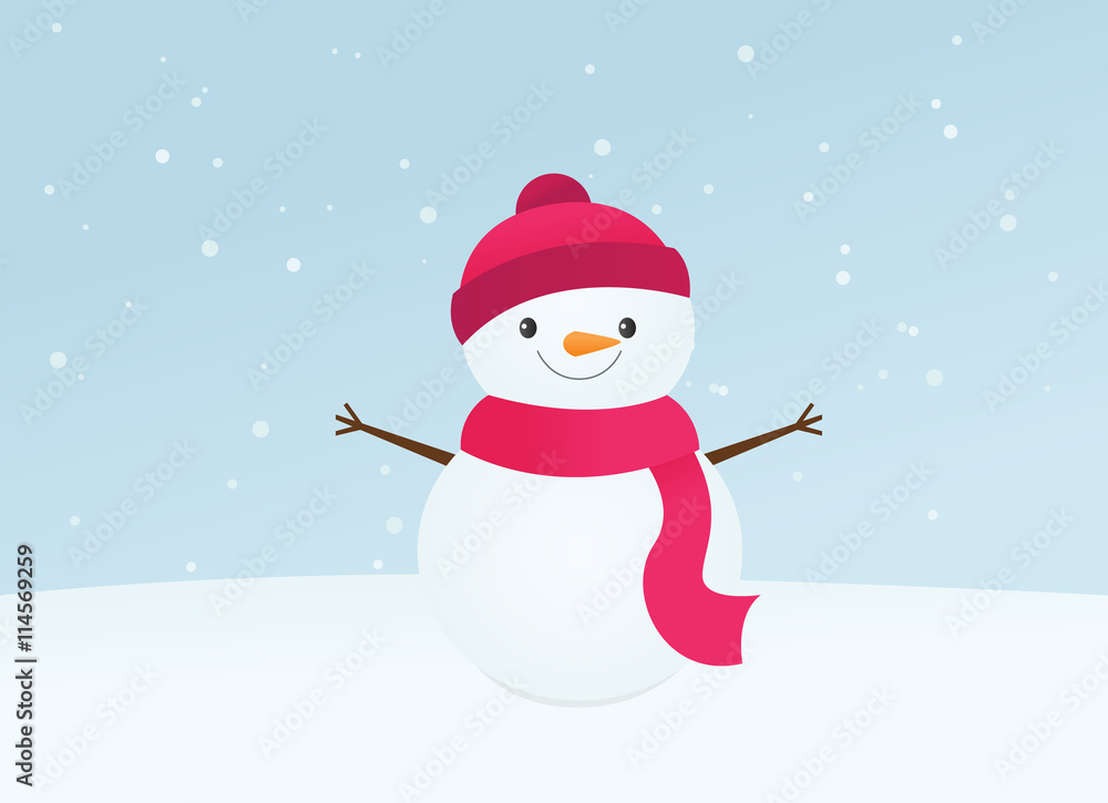 Fototapeta premium Cute smiling snowman