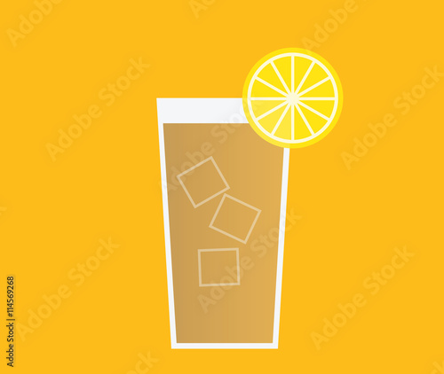 Glass of iced tea with a slice of lemon