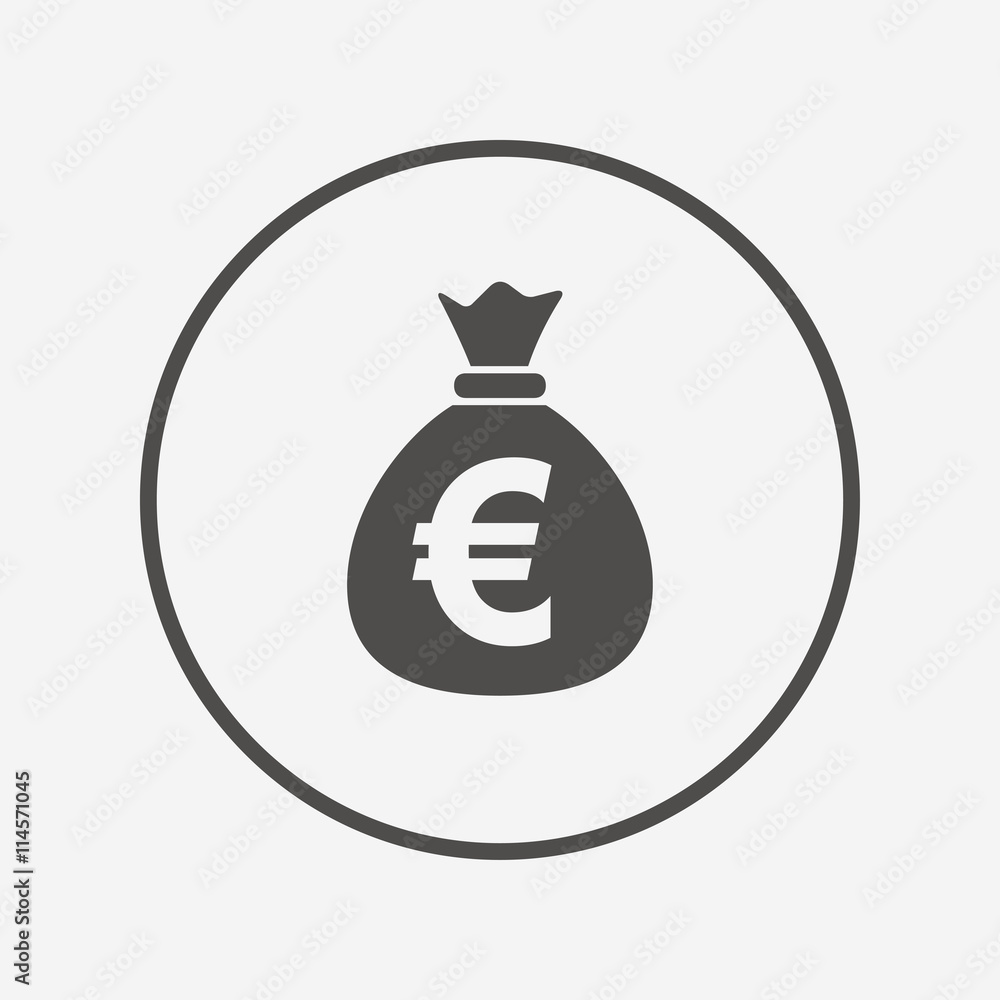 Money bag sign icon. Euro EUR currency. Money bag sign icon. Euro EUR currency.