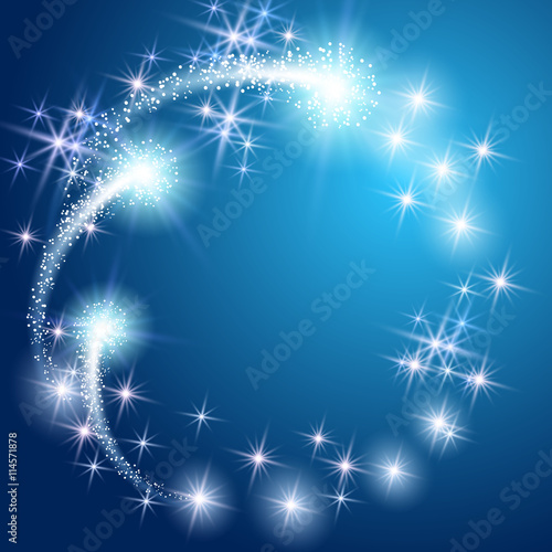 Glowing blue background with stars