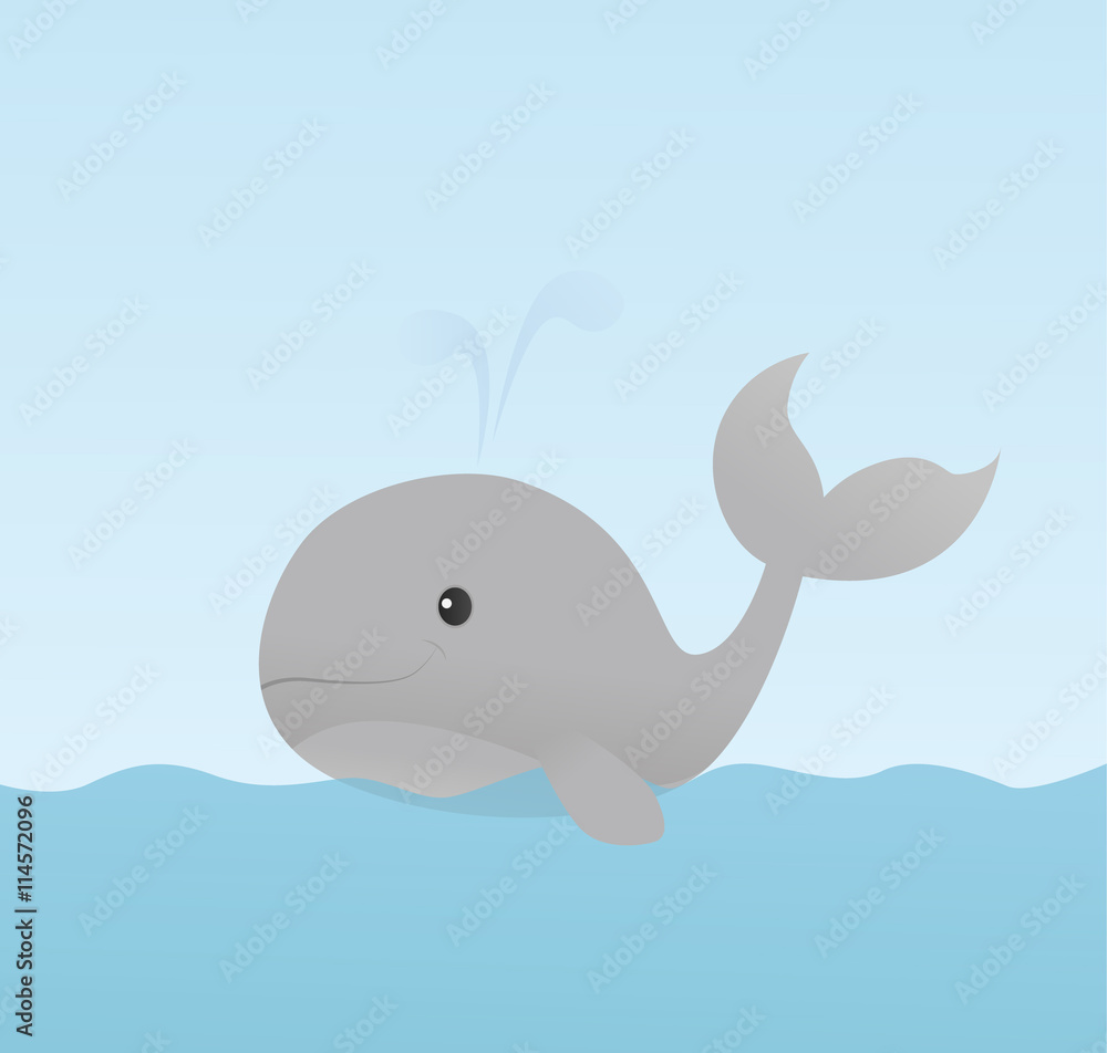 Cute smiling whale in the water Cute smiling whale in the water