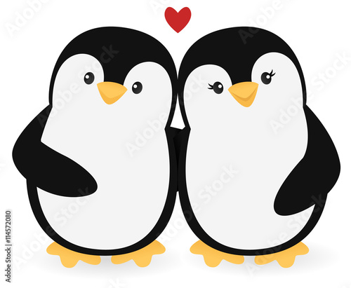 Happy penguin couple