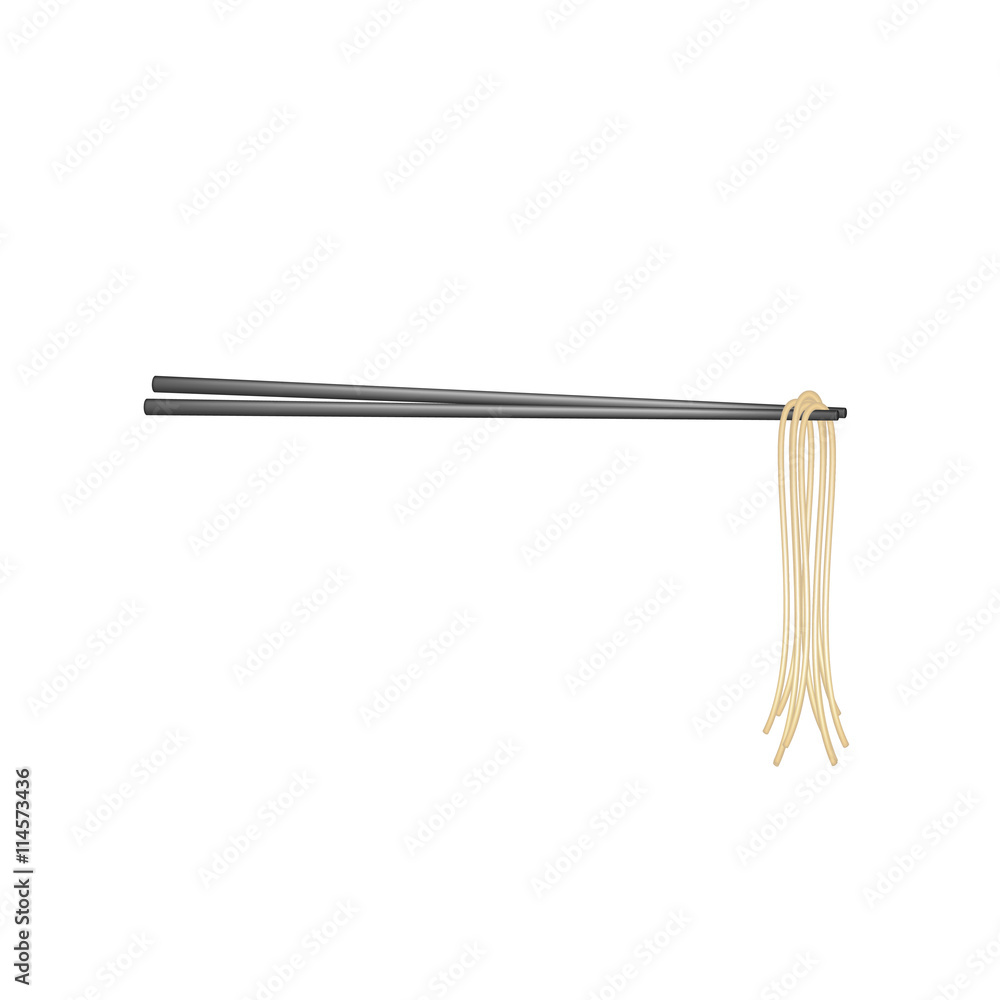 Wooden chopsticks in black design holding noodles Wooden chopsticks in black design holding noodles